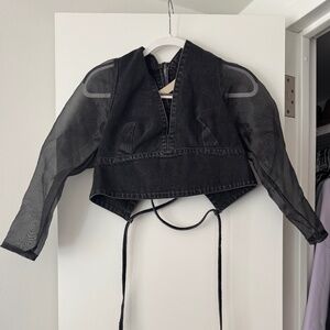 NYW Sheer Jean Corseted Blouse